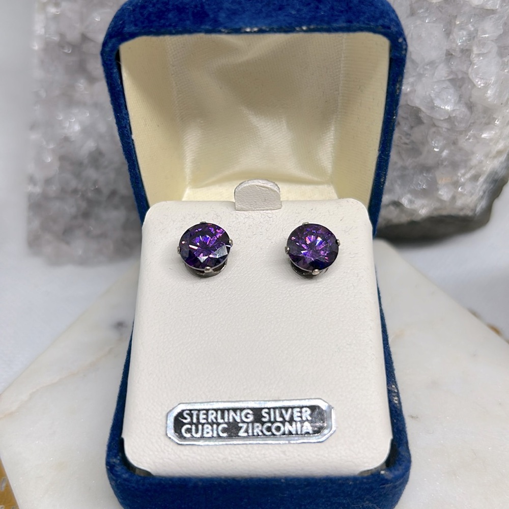 Vintage Cubic Zirconia Amethyst stud earrings
